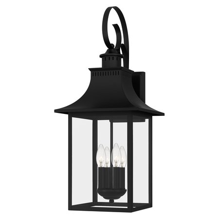 QUOIZEL Chancellor 4-Light Mystic Black Outdoor Wall Lantern CCR8412K